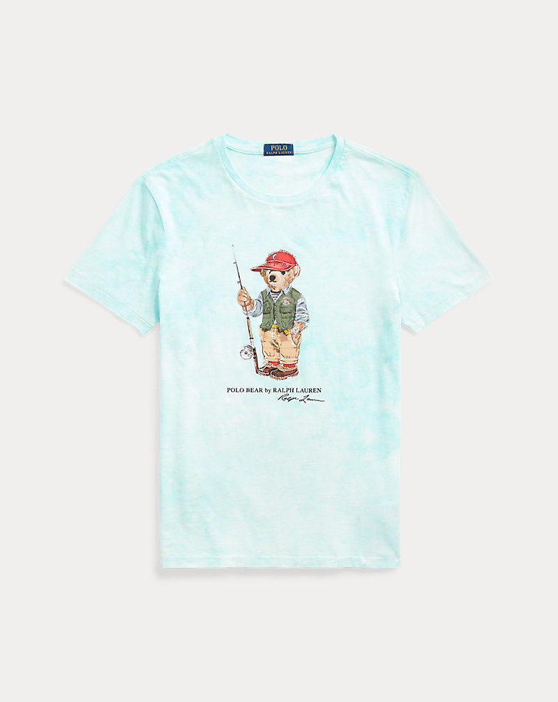 Custom Slim Polo Bear Tie-Dye T-Shirt Sp23 Islnd Aq Cld Wsh Fsh