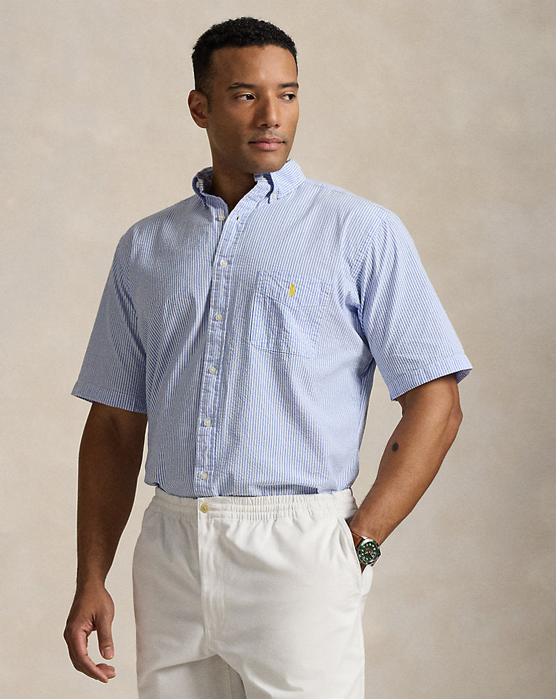 Striped Seersucker Shirt Blue/White