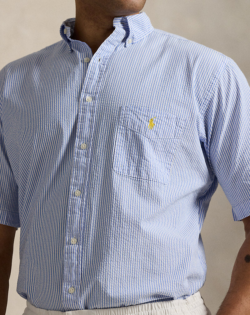 Striped Seersucker Shirt Blue/White