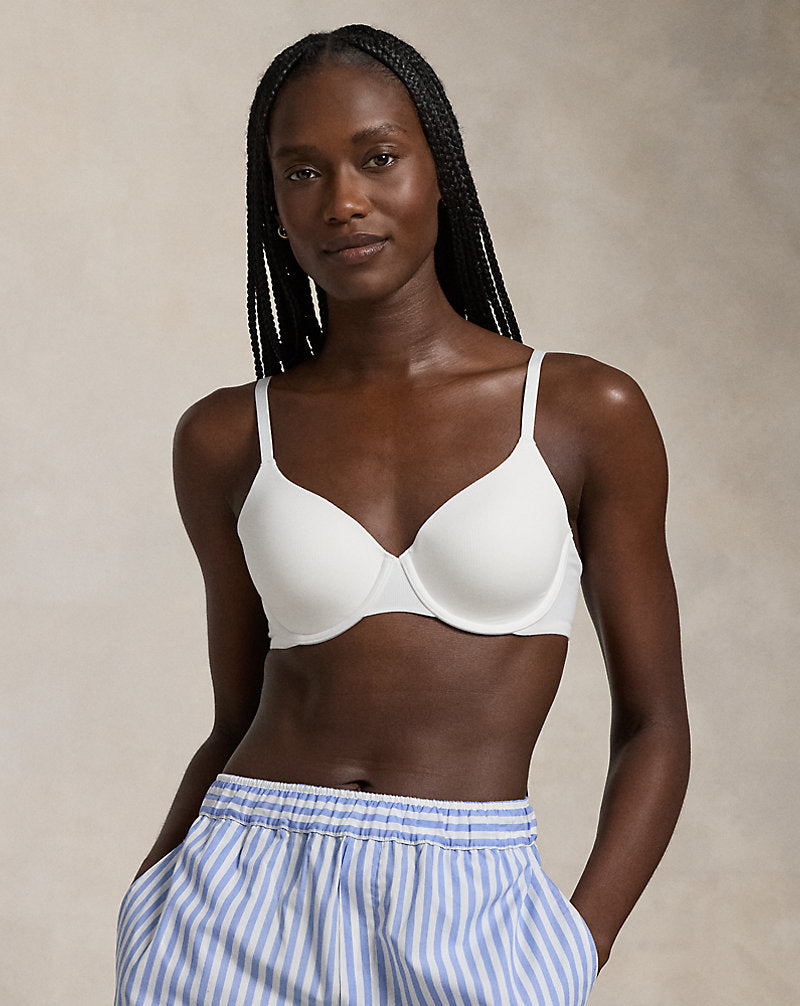 Stretch-Cotton Blend T-Shirt Bra White Cloud
