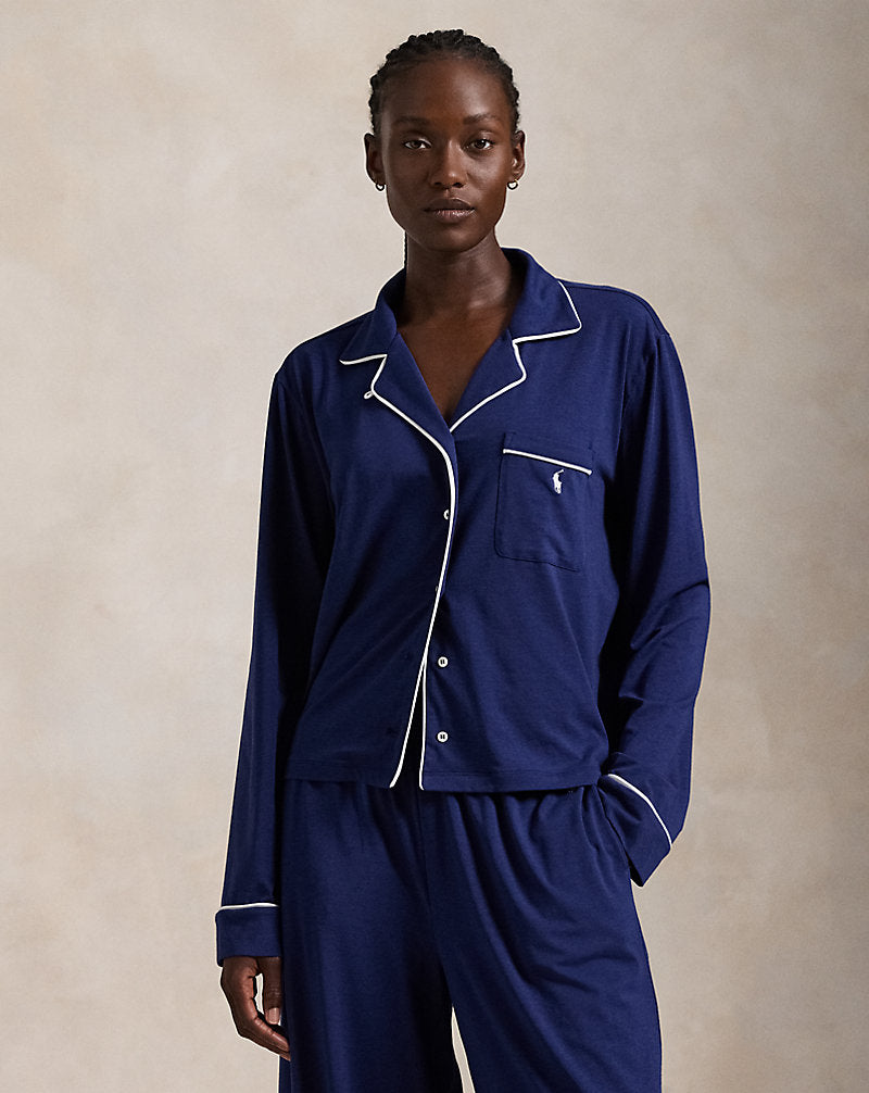 Long-Sleeve Jersey Pyjama Set Navy