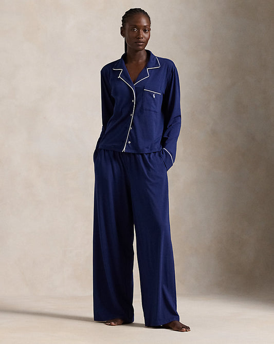 Long-Sleeve Jersey Pyjama Set Navy
