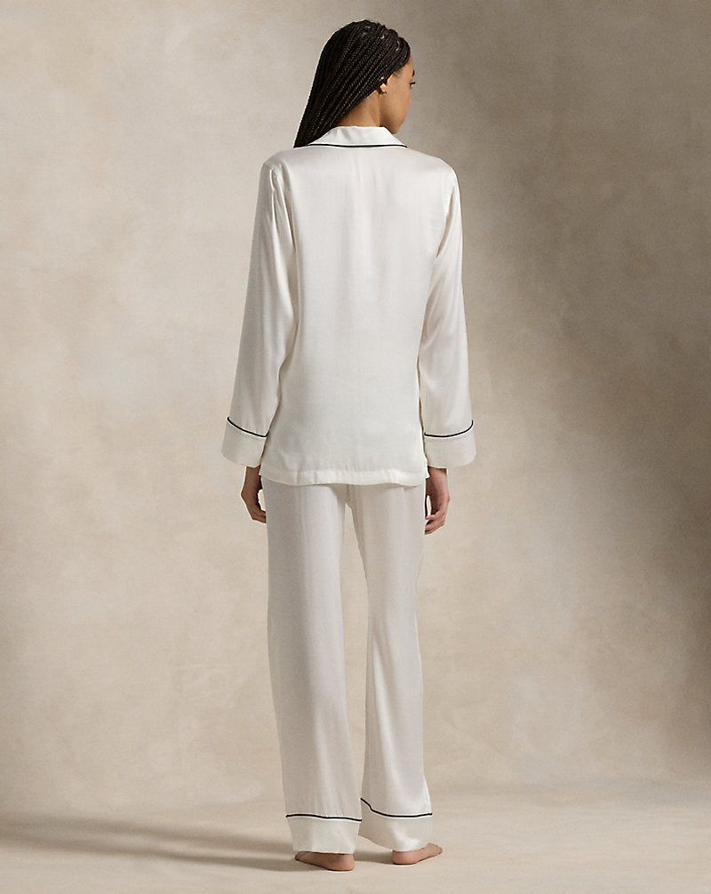 Stretch Silk Long-Sleeve Pyjama Set Ecru