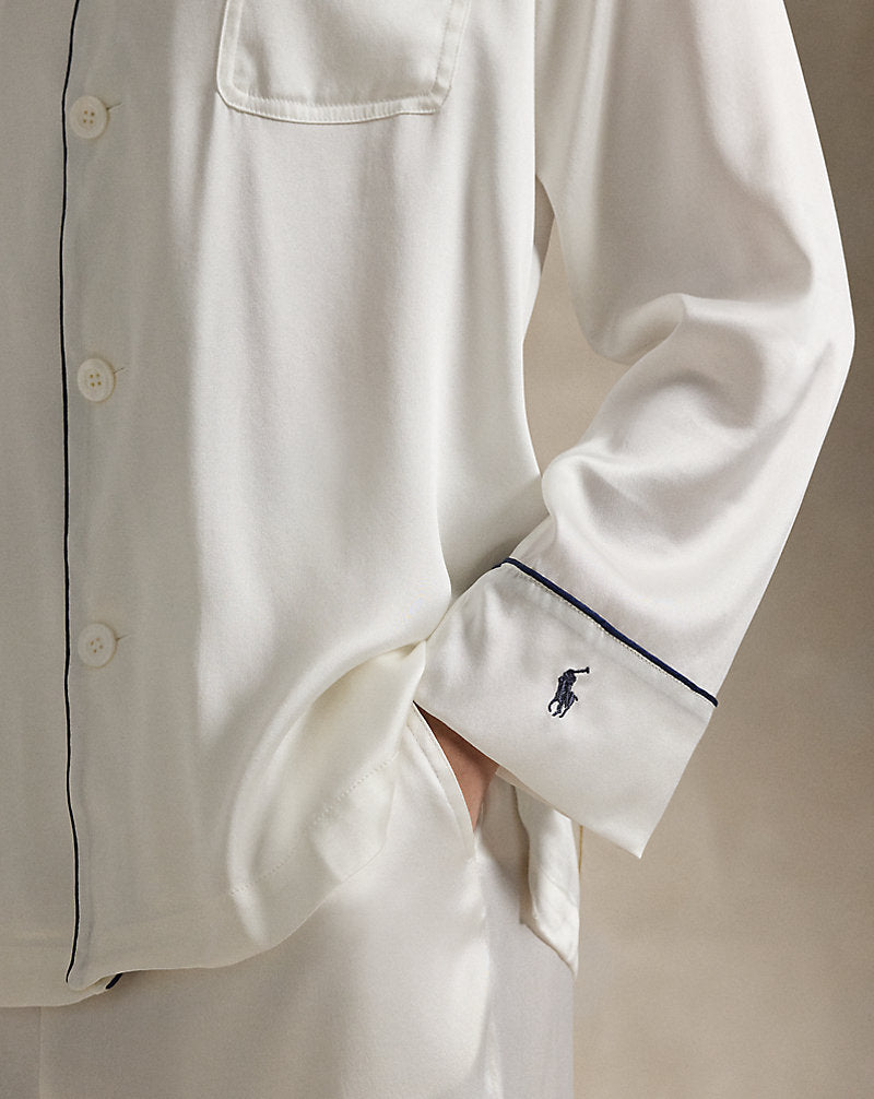 Stretch Silk Long-Sleeve Pyjama Set Ecru
