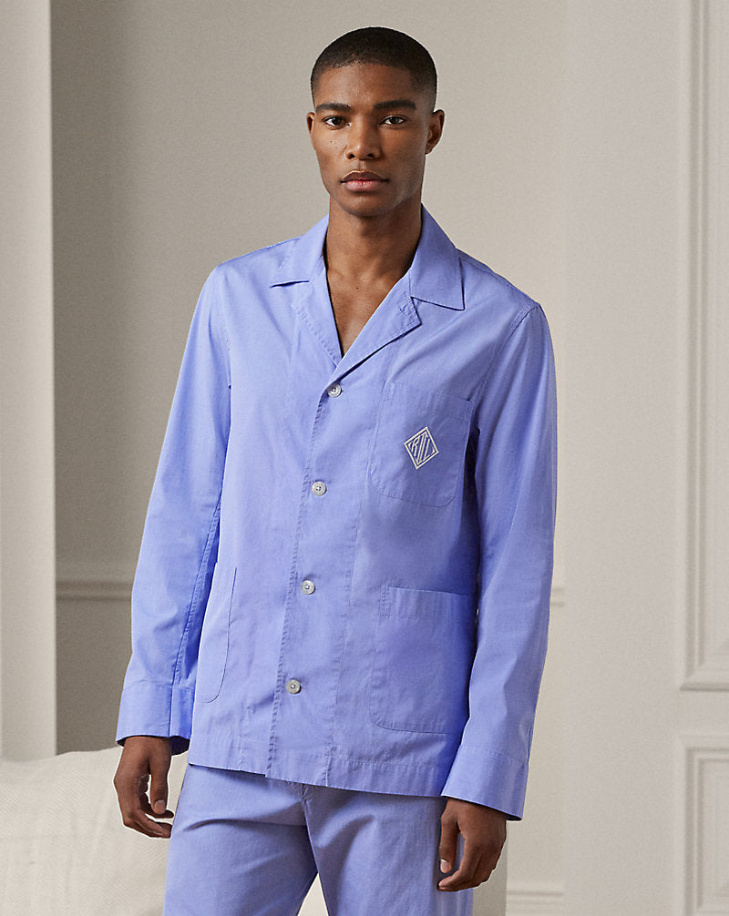 Monogram Cotton Pyjama Set Blue End On End
