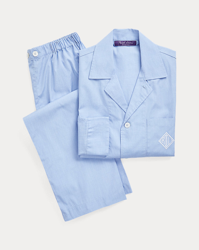 Monogram Cotton Pyjama Set Blue End On End