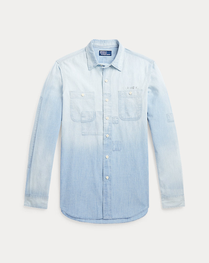 Classic Fit Indigo Chambray Workshirt Indigo Mending