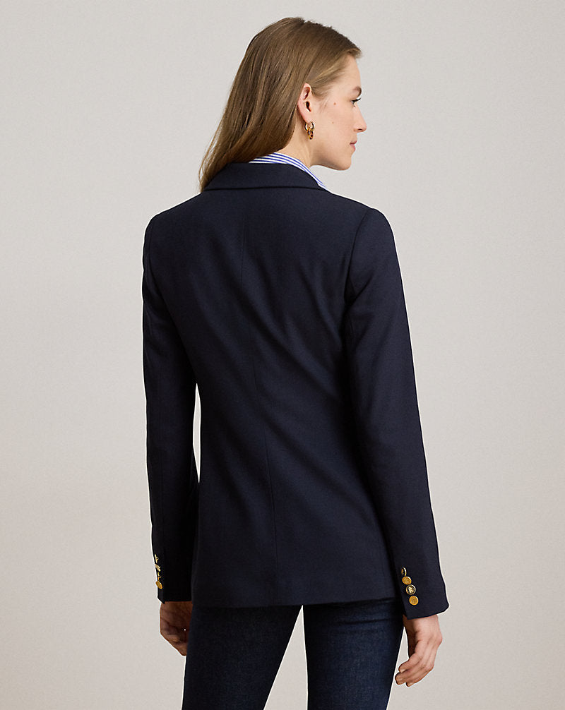 Double-Breasted Wool Crepe Blazer Lauren Navy