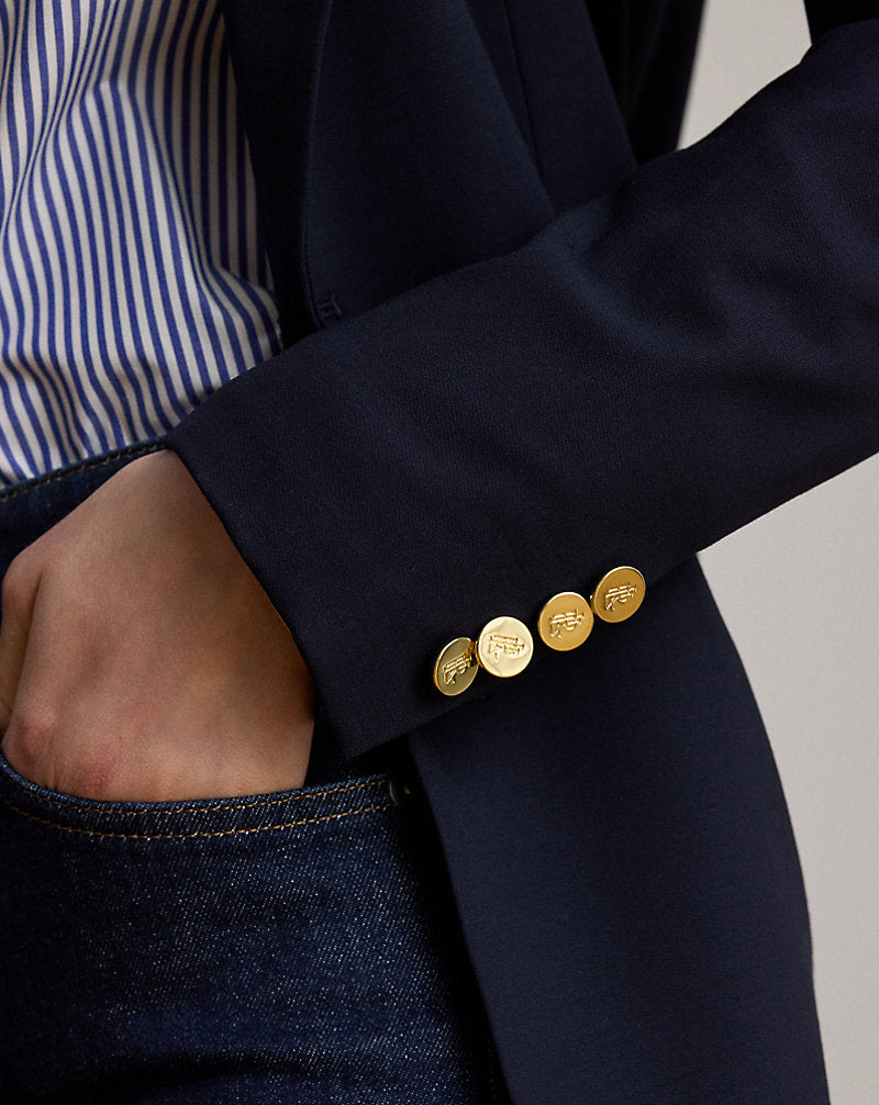 Double-Breasted Wool Crepe Blazer Lauren Navy