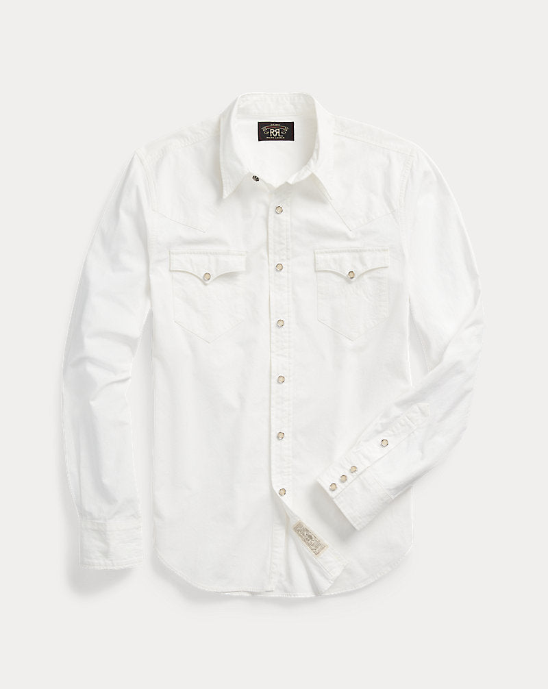Slim Fit Poplin Western Shirt White
