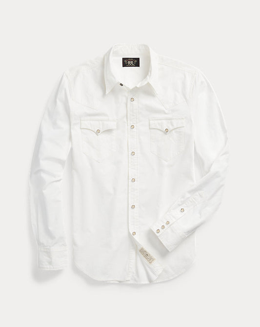 Slim Fit Poplin Western Shirt White
