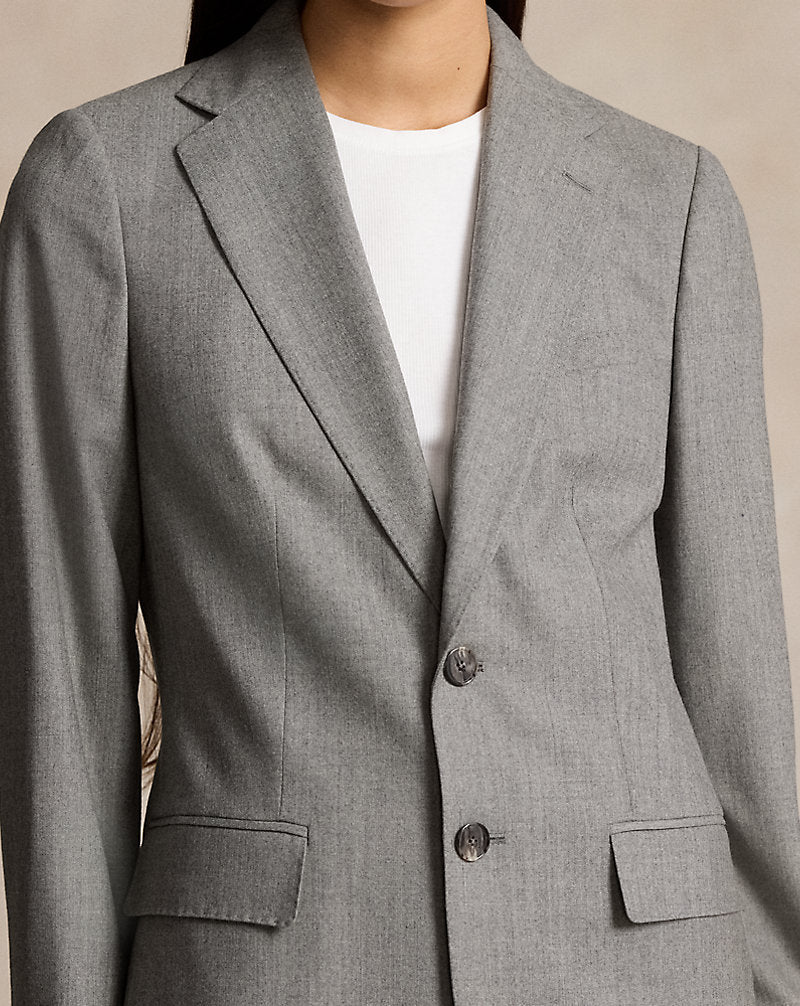 Stretch-Wool Flannel Blazer Grey Melange