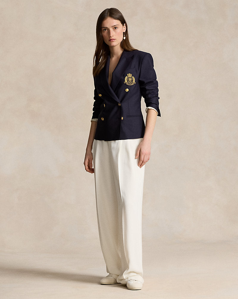 Double-Breasted Crest Blazer Navy