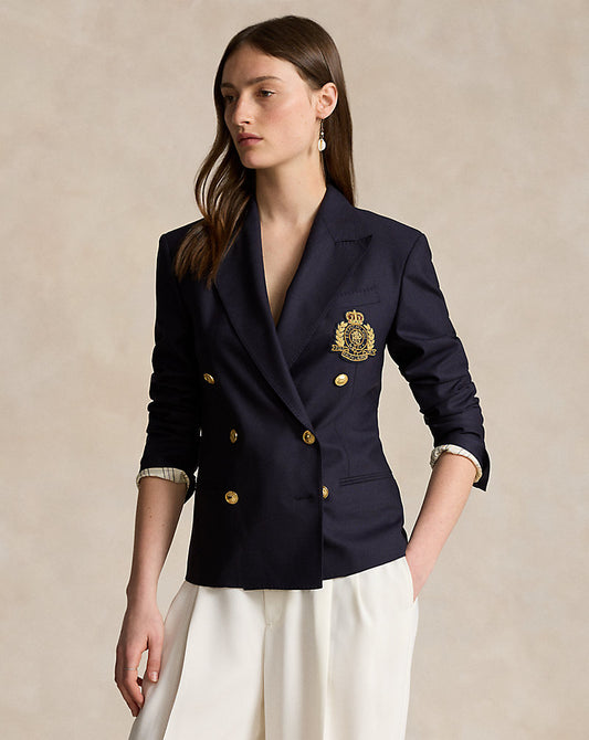 Double-Breasted Crest Blazer Navy