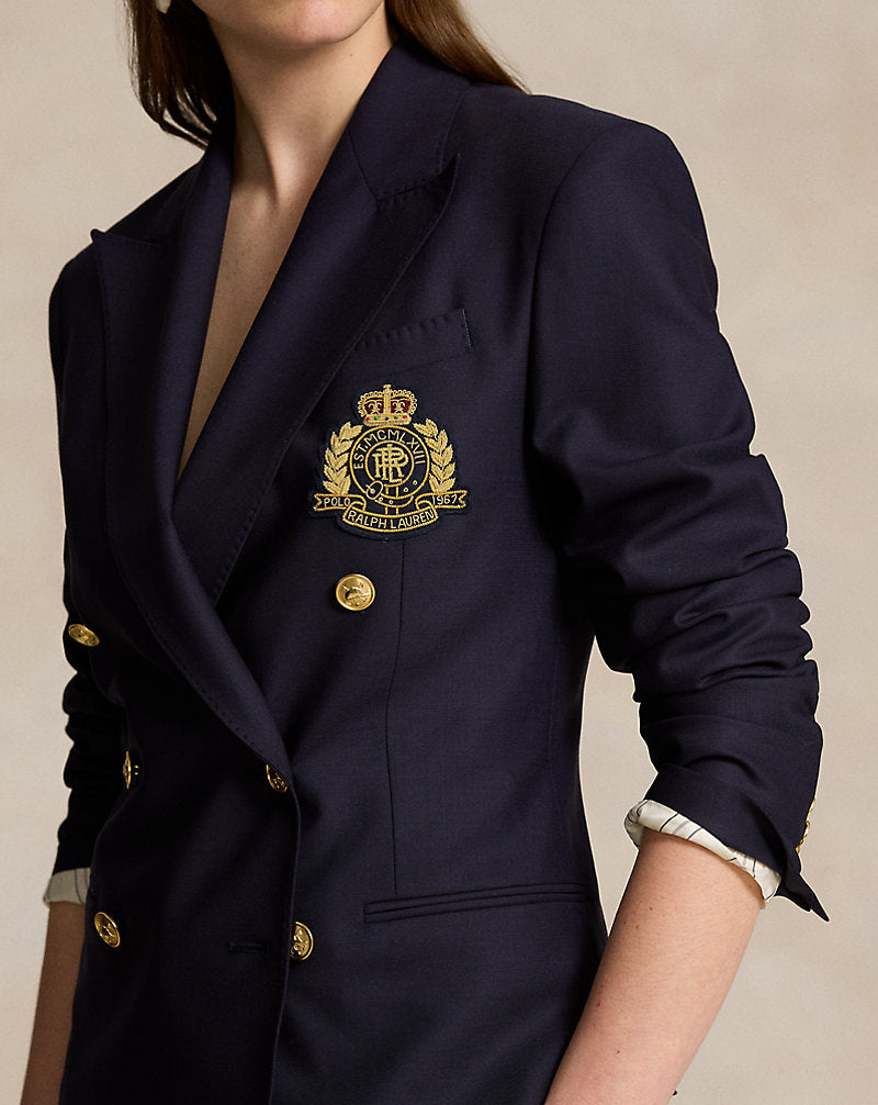 Double-Breasted Crest Blazer Navy