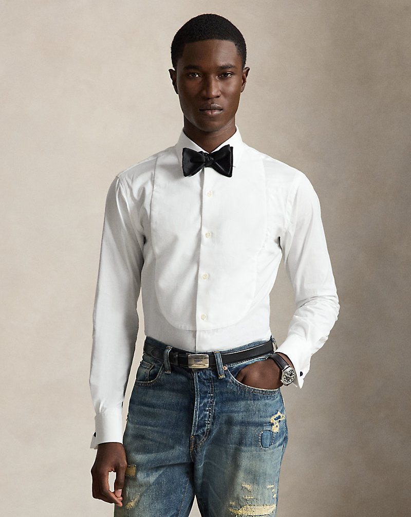 Custom Fit French Cuff Tuxedo Shirt White