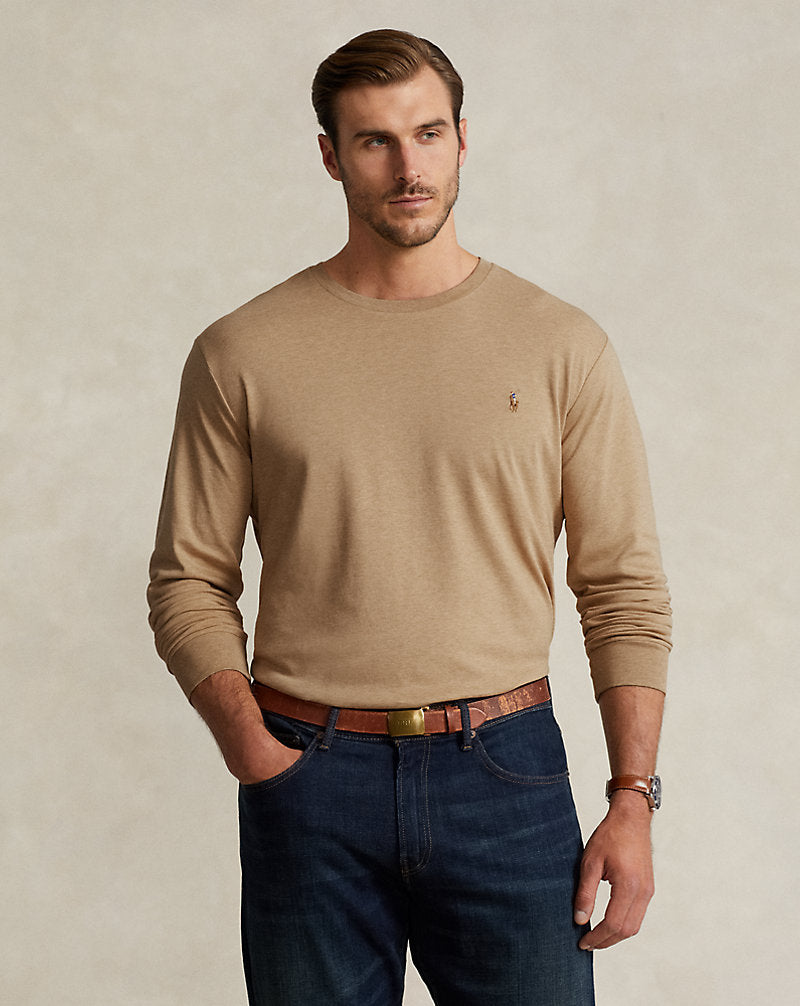 Soft Cotton Long-Sleeve T-Shirt Classic Camel Heather