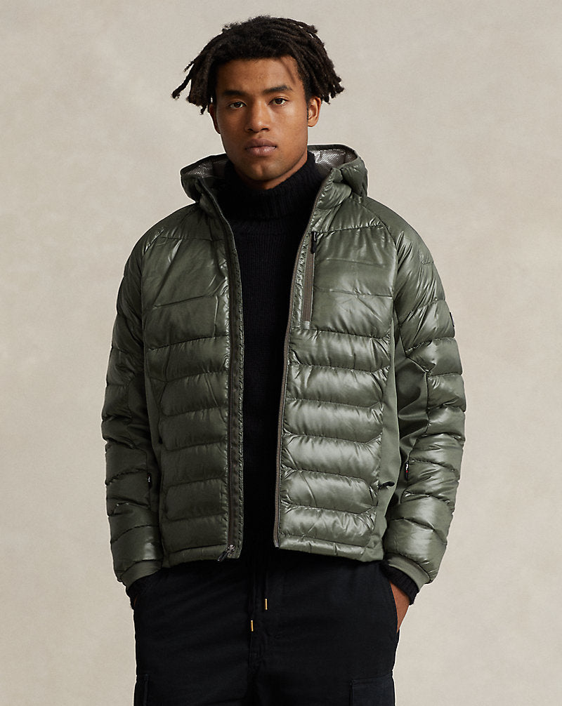 Water-Repellent Hybrid Down Jacket Fossil Green