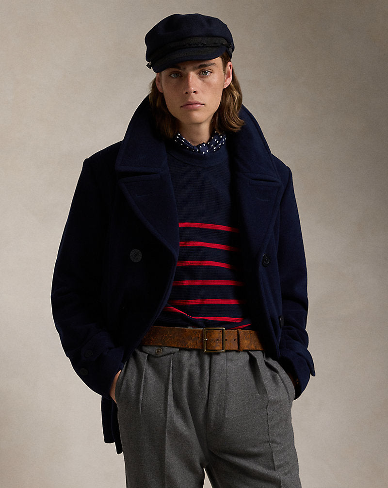 Wool-Blend Twill Peacoat Navy