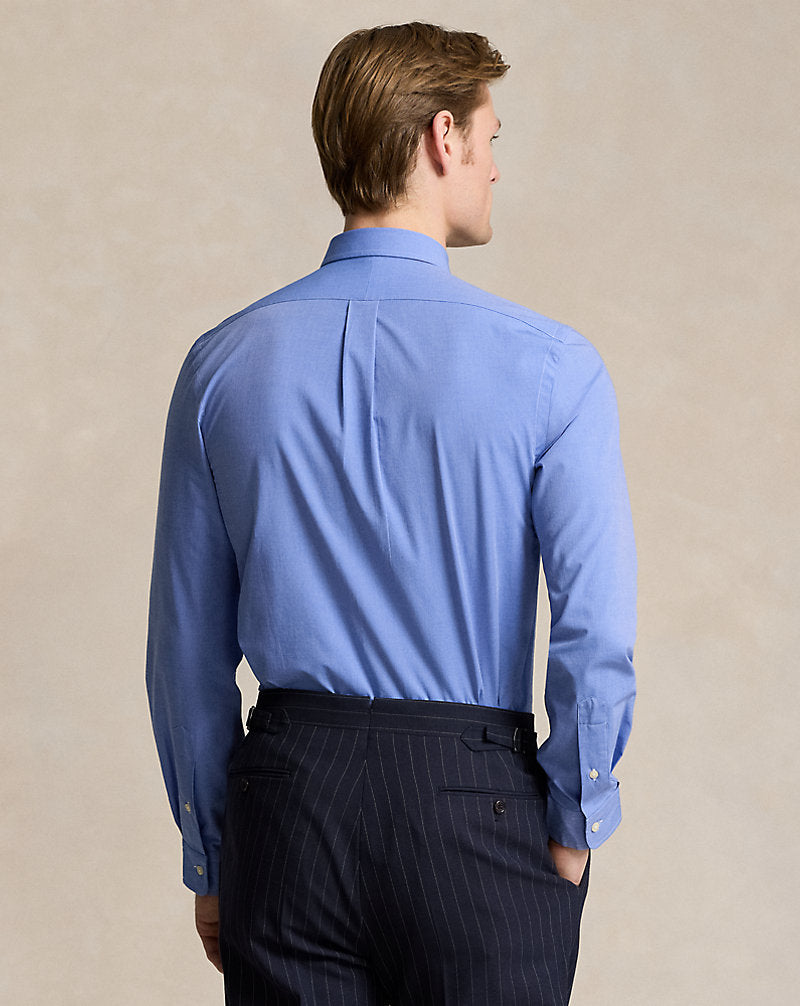 Slim Fit Stretch End-On-End Shirt Blue End On End