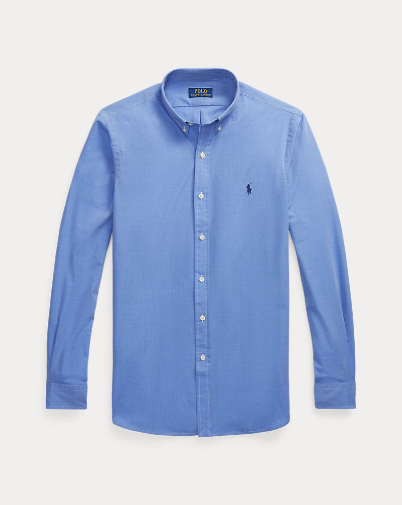 Slim Fit Stretch End-On-End Shirt Blue End On End