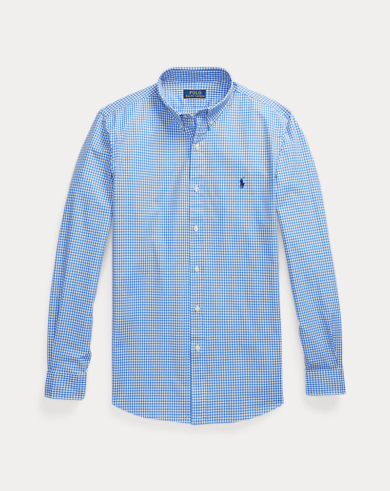 Slim Fit Checked Stretch Poplin Shirt Blue/White Check