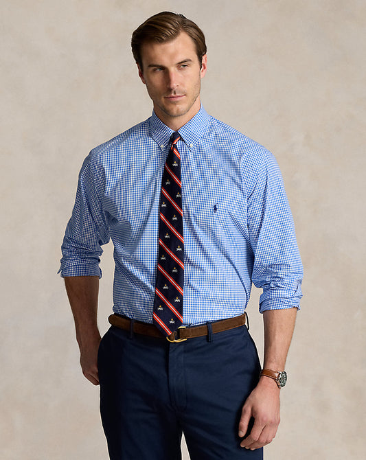 Gingham Stretch Poplin Shirt Blue/White Check