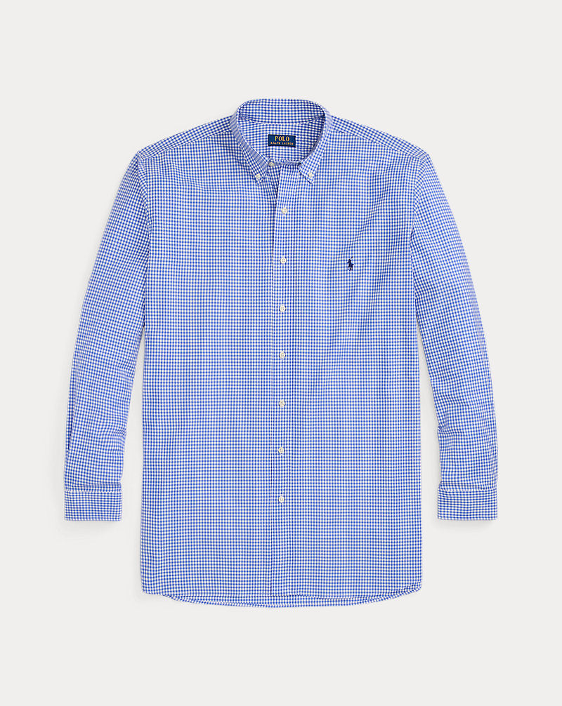 Gingham Stretch Poplin Shirt Blue/White Check