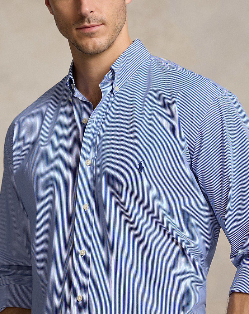 Striped Stretch Poplin Shirt Blue/White