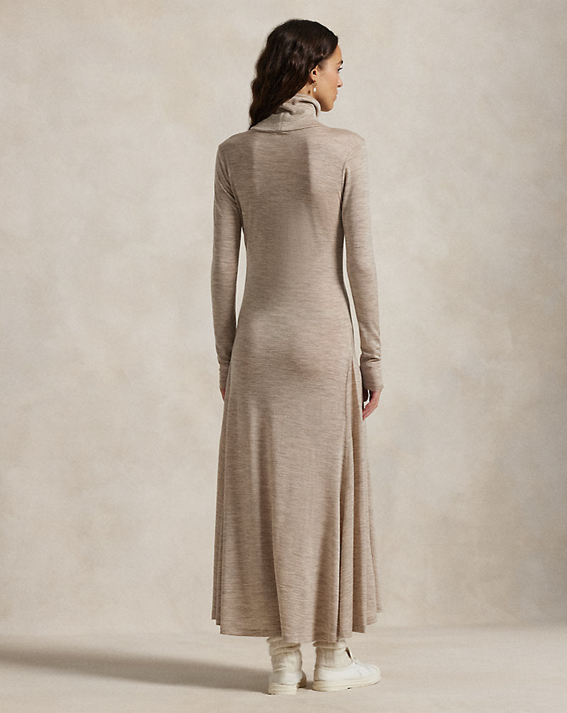 Wool-Blend Roll Neck Dress Tuscan Beige Heather