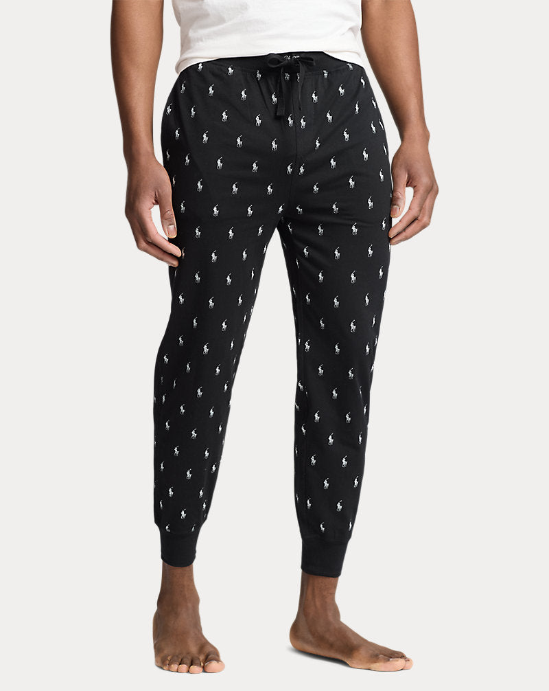 All-over Pony Cotton Jersey Sleep Jogger Polo Black Aopp