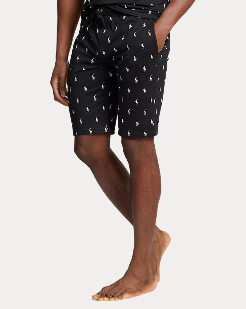 Allover Pony Cotton Jersey Sleep Short Polo Black Aopp