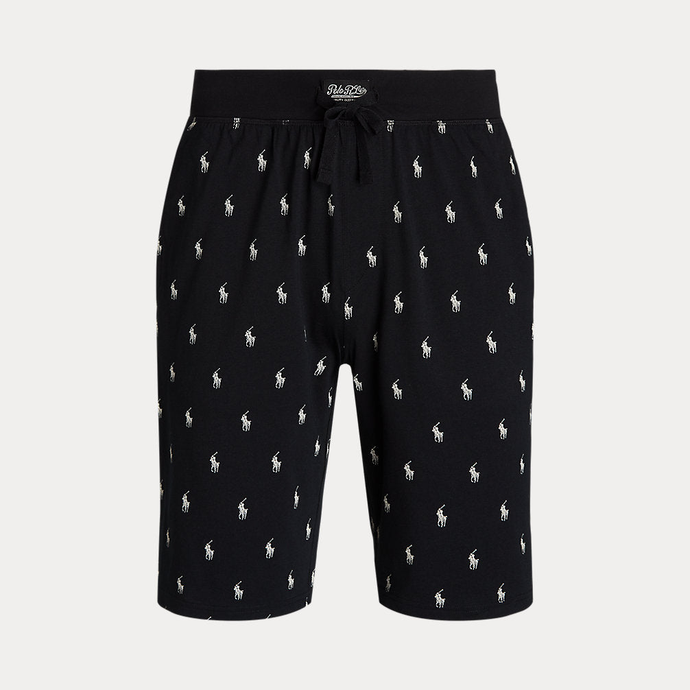 Allover Pony Cotton Jersey Sleep Short Polo Black Aopp