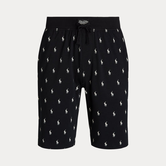 Allover Pony Cotton Jersey Sleep Short Polo Black Aopp