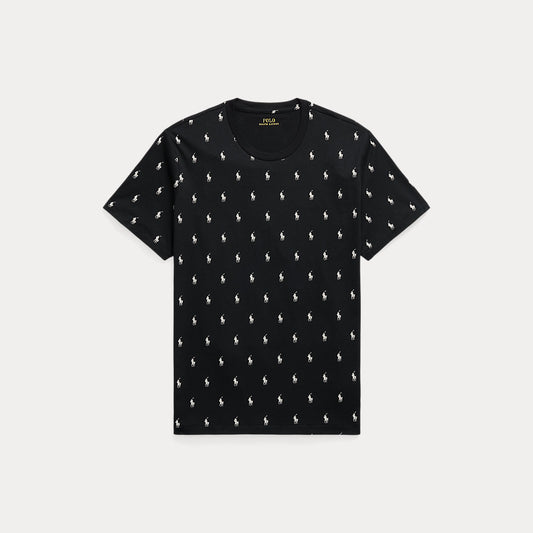 Allover Pony Cotton Jersey Sleep Shirt Polo Black Aopp