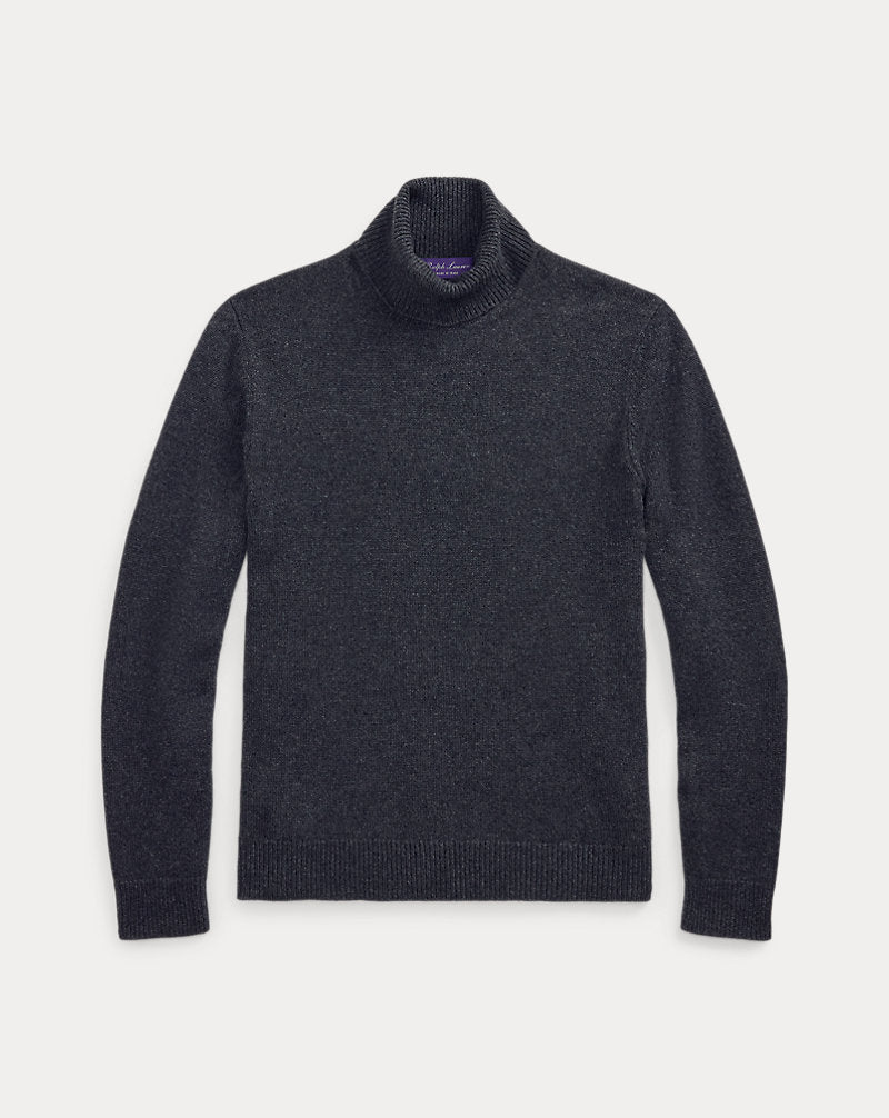Cashmere Roll Neck Jumper Dark Grey Melange