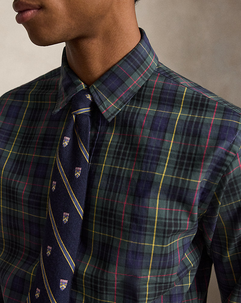 Custom Fit Plaid Poplin Shirt 5072 Forest/Red Multi