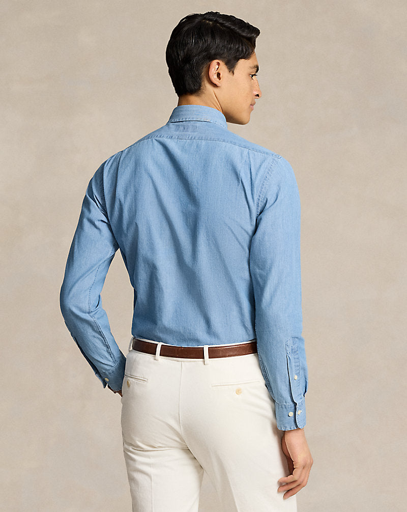 Custom Fit Indigo Chambray Shirt Medium Blue