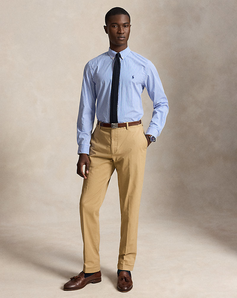 Slim Fit Striped Stretch Poplin Shirt Light Blue/White