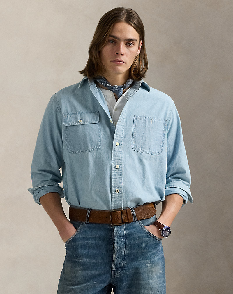 Classic Fit Chambray Workshirt Lt Indigo 1