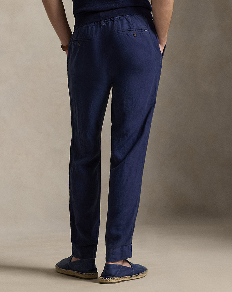 Lateef Slim Tapered Fit Linen Trouser Newport Navy
