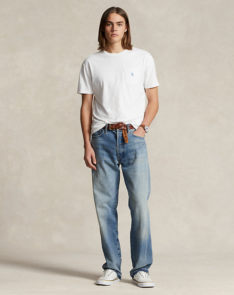 Classic Fit Cotton-Linen Pocket T-Shirt Ceramic White