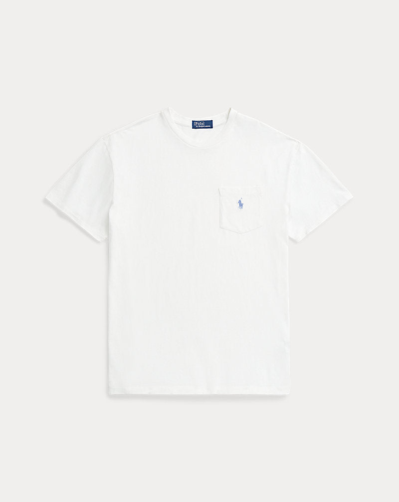 Classic Fit Cotton-Linen Pocket T-Shirt Ceramic White