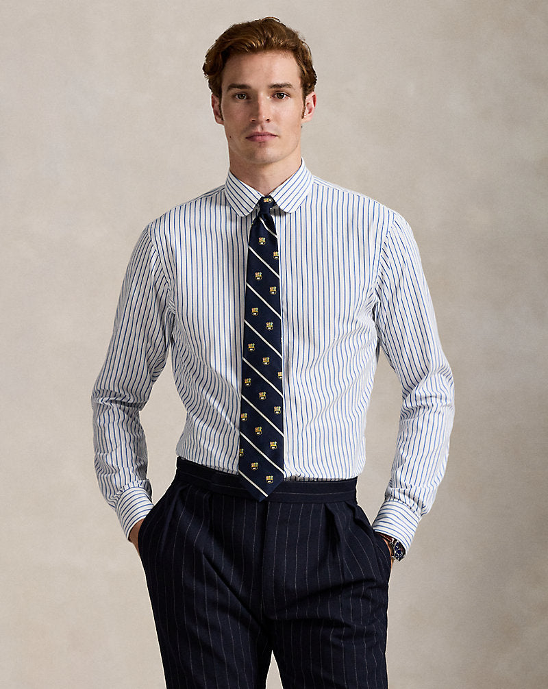 Custom Fit Striped Poplin Shirt 5069 White/Sky Blue