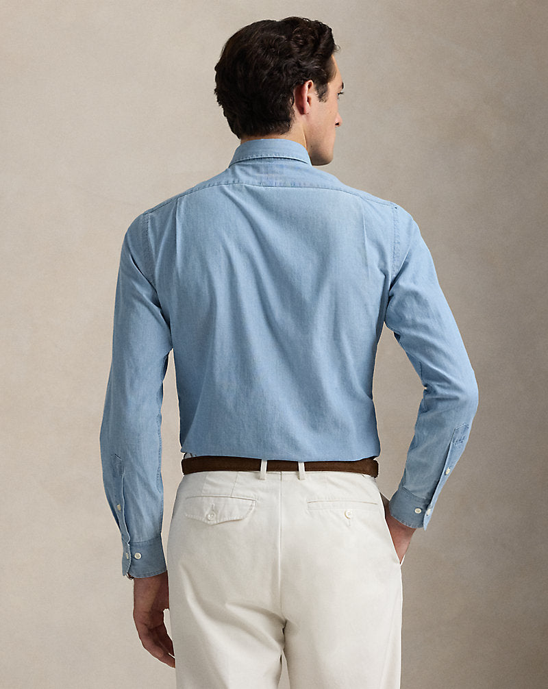 Custom Fit Indigo Chambray Shirt Nimes Blue/White