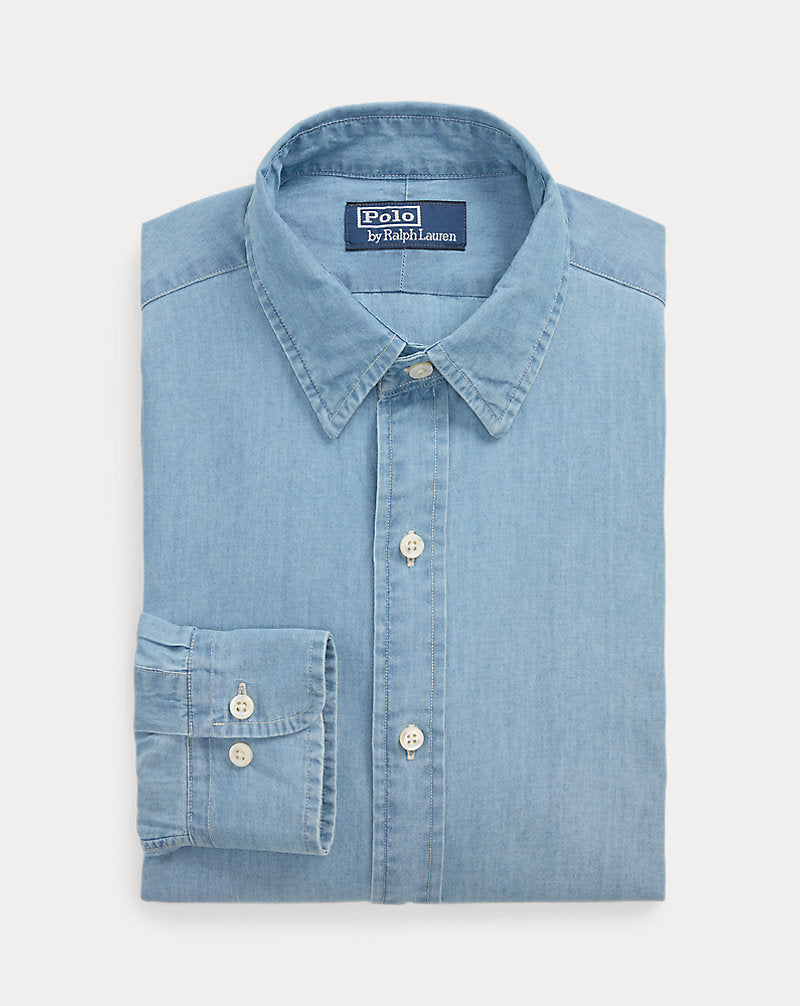 Custom Fit Indigo Chambray Shirt Nimes Blue/White