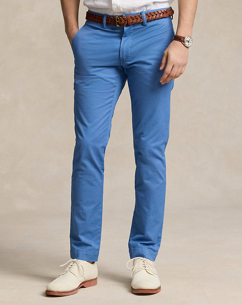 Stretch Slim Fit Washed Chino Trouser Nimes Blue