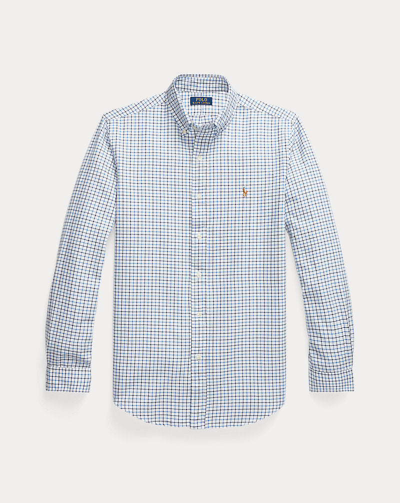 Custom Fit Tattersall Oxford Shirt 6140a White/Blue Multi