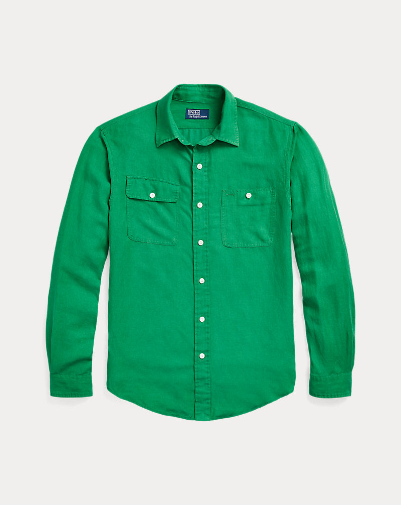 Classic Fit Linen-Silk Workshirt Stem