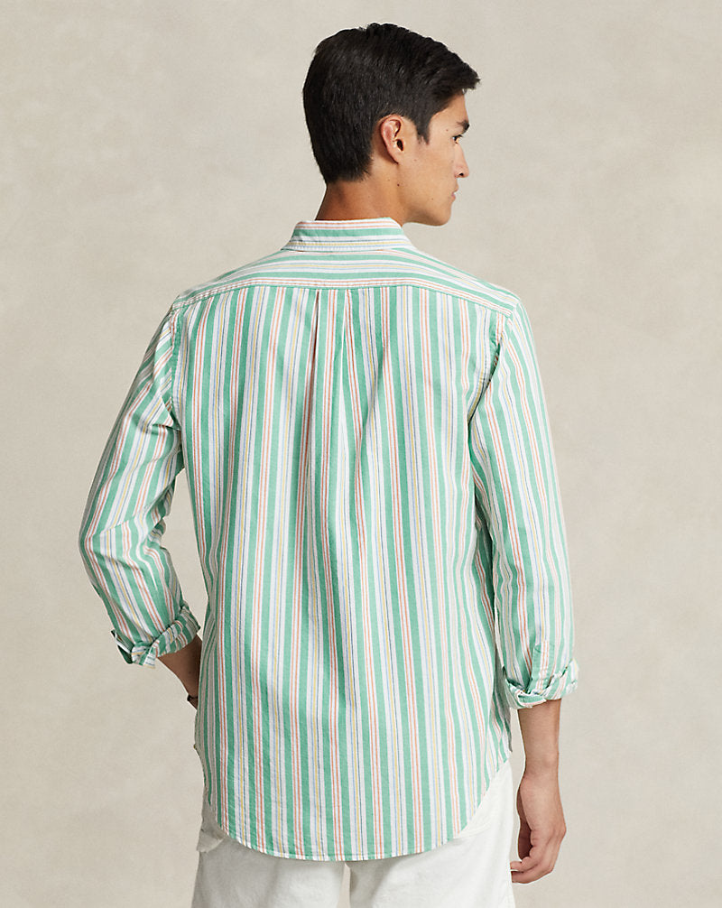 Custom Fit Striped Oxford Shirt 6268b Green/White Multi